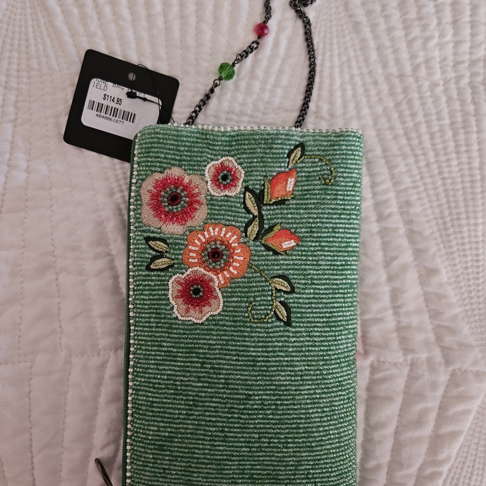 Mary Frances Green Beaded Floral Crossbody Bag - Picture 2 of 5